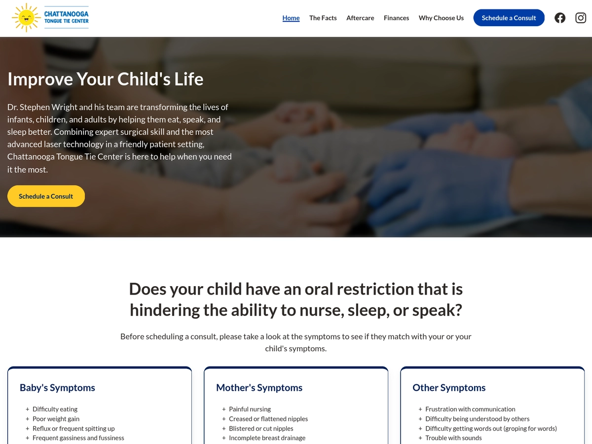 Chattanooga Tongue Tie Center's Website Homepage